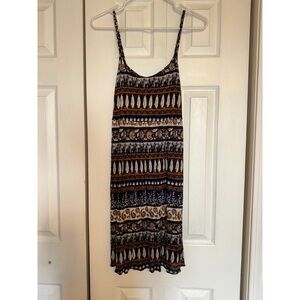 Forever 21 Navy and Orange Patterned Mini Dress